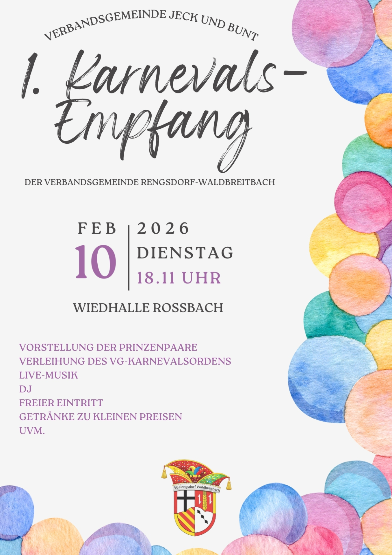 1. Karnevalsempfang der VG Rengsdorf-Waldbreitbach