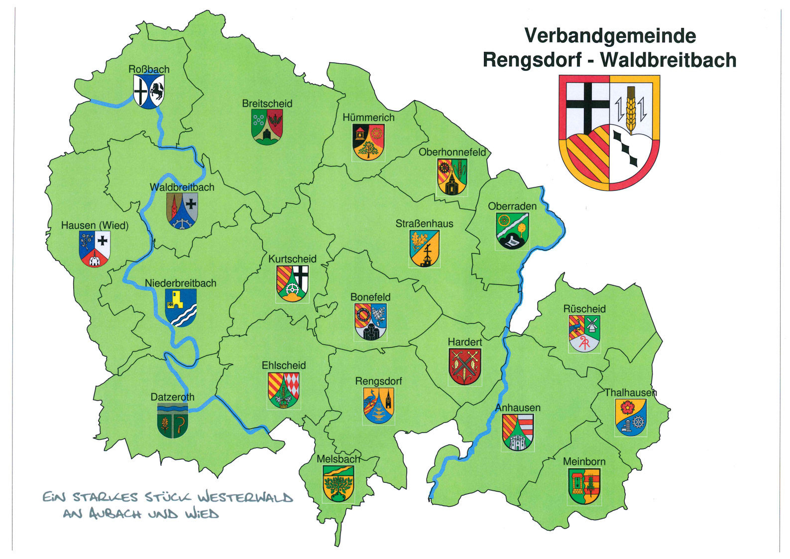 Landkarte mit Wappen Landkarte mit Wappen